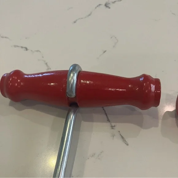 Vintage Wooden Handle Sturdy Metal Boot Strap Hook Puller 7" Long Mating Pair - Picture 8 of 11